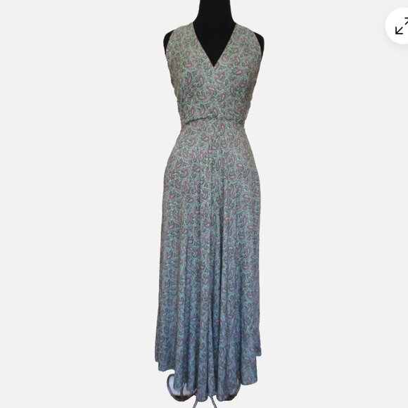 Ralph Lauren Vintage Paisley Maxi Dress Light Purple & Brown - Picture 1 of 5